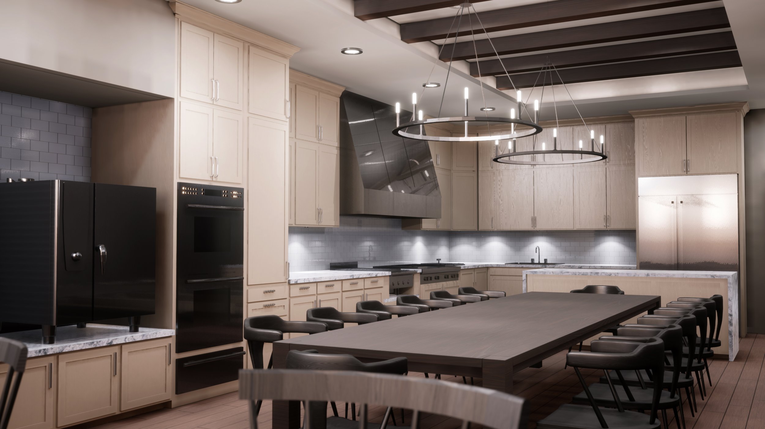3D rendering. Modern kitchen.